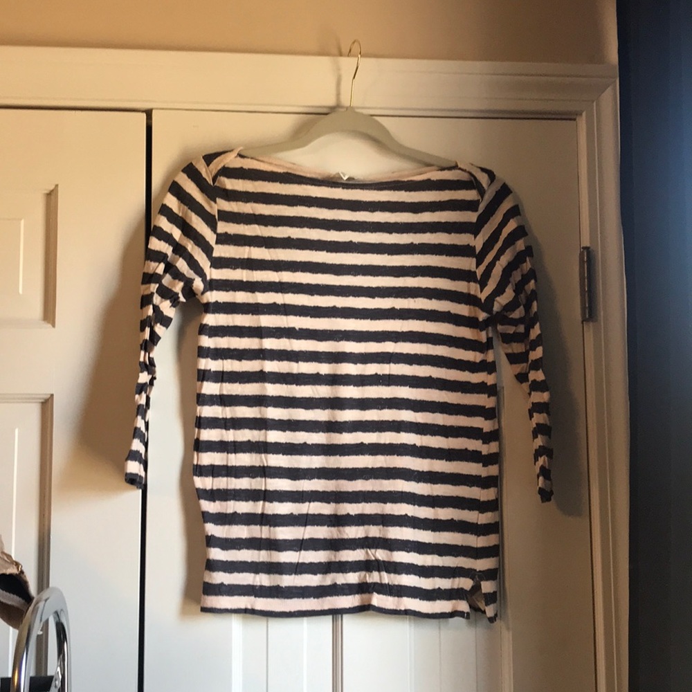 Blue tan stripped tee